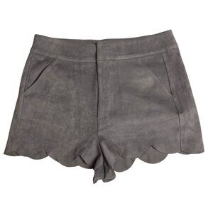 womens ethereal small gray scalloped zip suede shorts Dd556